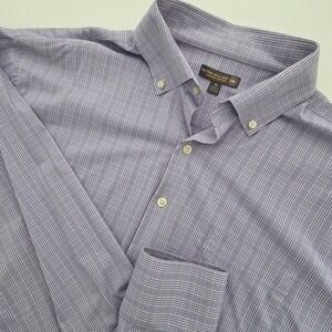 Peter Millar Summer Comfort‎ Mens XL Purple Micro Check Button Down Shirt